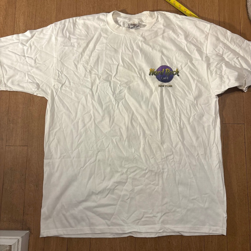 Vintage Hard Rock Cafe New York T-Shirt XL White Statue of Liberty Twin Towers